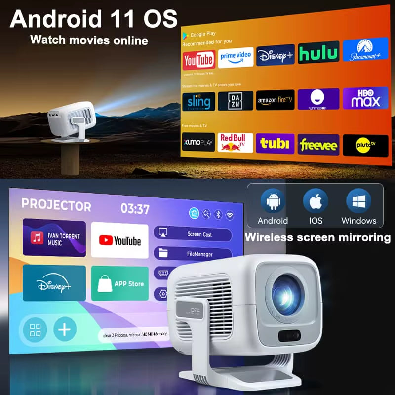 2026  X3Plus HD Projector 1080P Support 4K WIFI6 BT5.3 Android Projector Auto-Focus Auto-Keystone Home Theater Projector